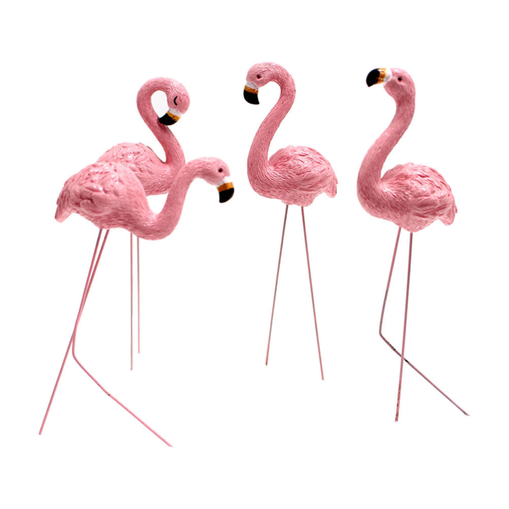 Landscape Bonsai Garden - 4 stuks levensechte hars flamingo decoraties